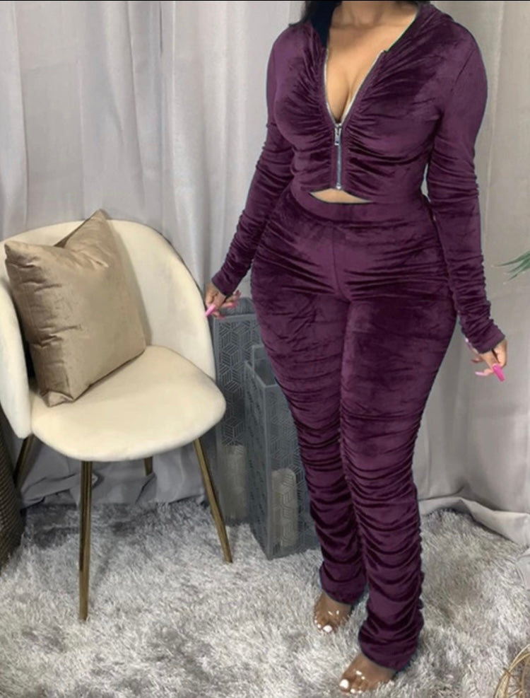 Burgundy Stacked Velour