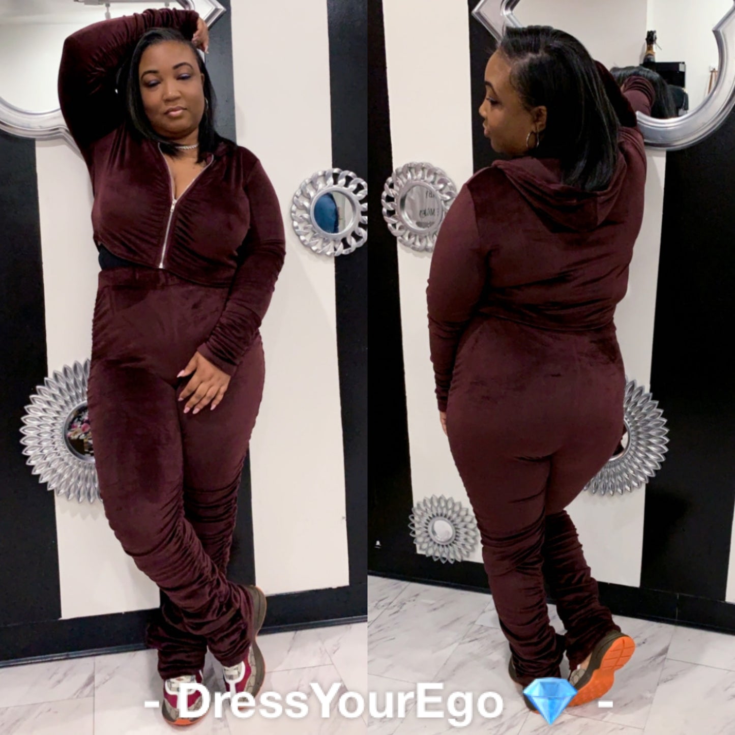 Brown Stacked Velour