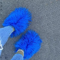 Mongolian Pink Fur Slides